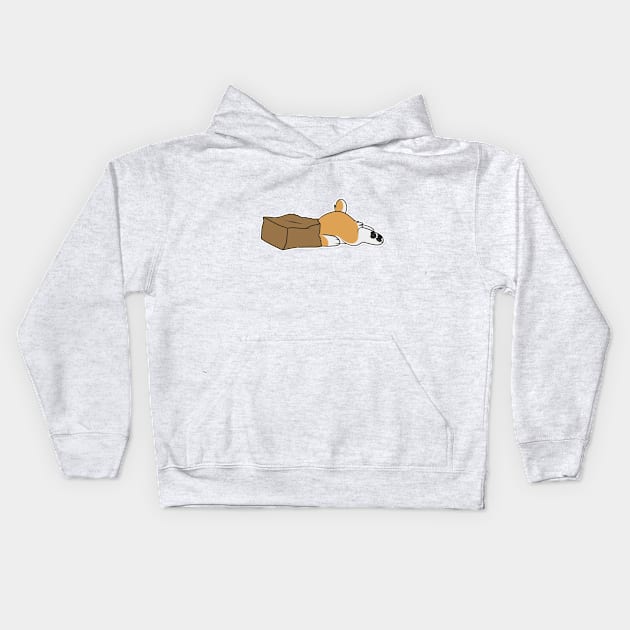 Tired corgi Kids Hoodie by Honu Art Studio